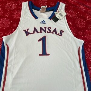 Adidas Kansas 1 Jayhawks Sz L SWGM Basketball Jersey Men’s White Style HG8882